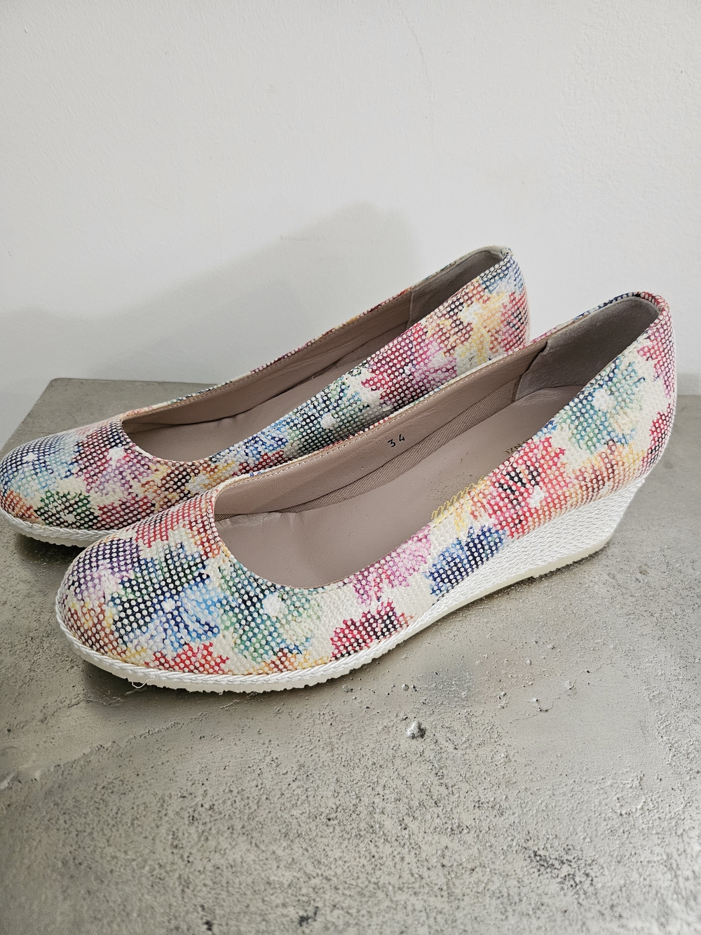 Multi-Color Floral Wedge Pumps - Women's Casual Comfort